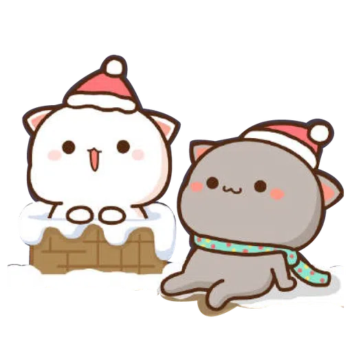 Mochi Mochi Peach Cat - Christmas - Sticker 1